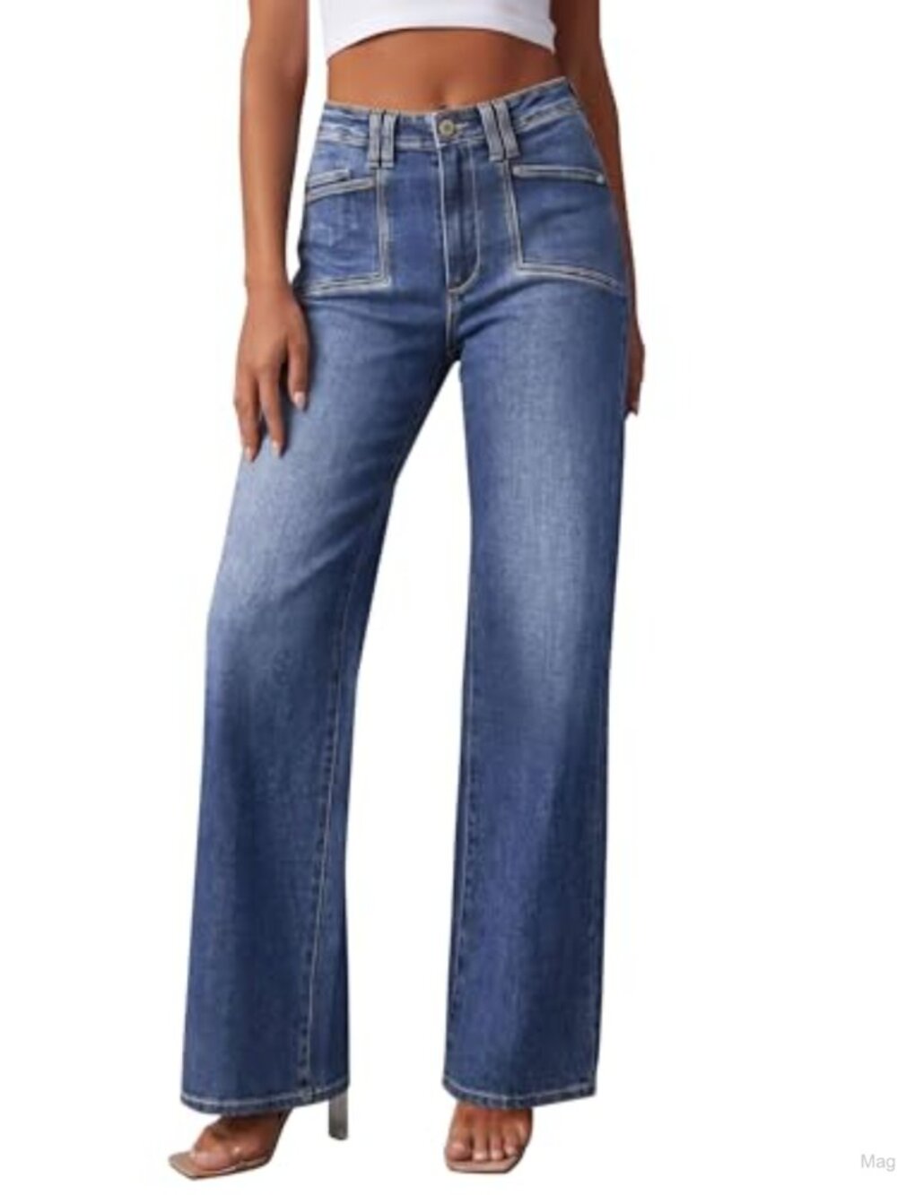 High Waisted Wide Leg Jeans Women Trendy Stretchy Straight Leg Ankle Length